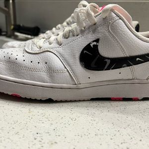 Nike Court Vision Low White Hyper Pink Swooshfetti Women's size 8.5